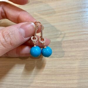Elegant Rose Gold and Turquoise Drop Earrings